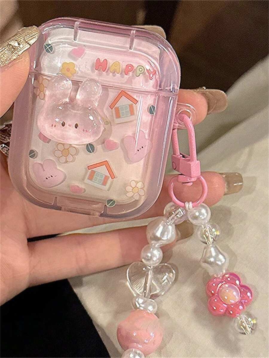 Funda rosa conejo y dibujos Airpods 1 y2