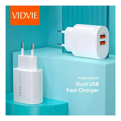 Cargador VIDVIE dual USB carga rápida 2.4A