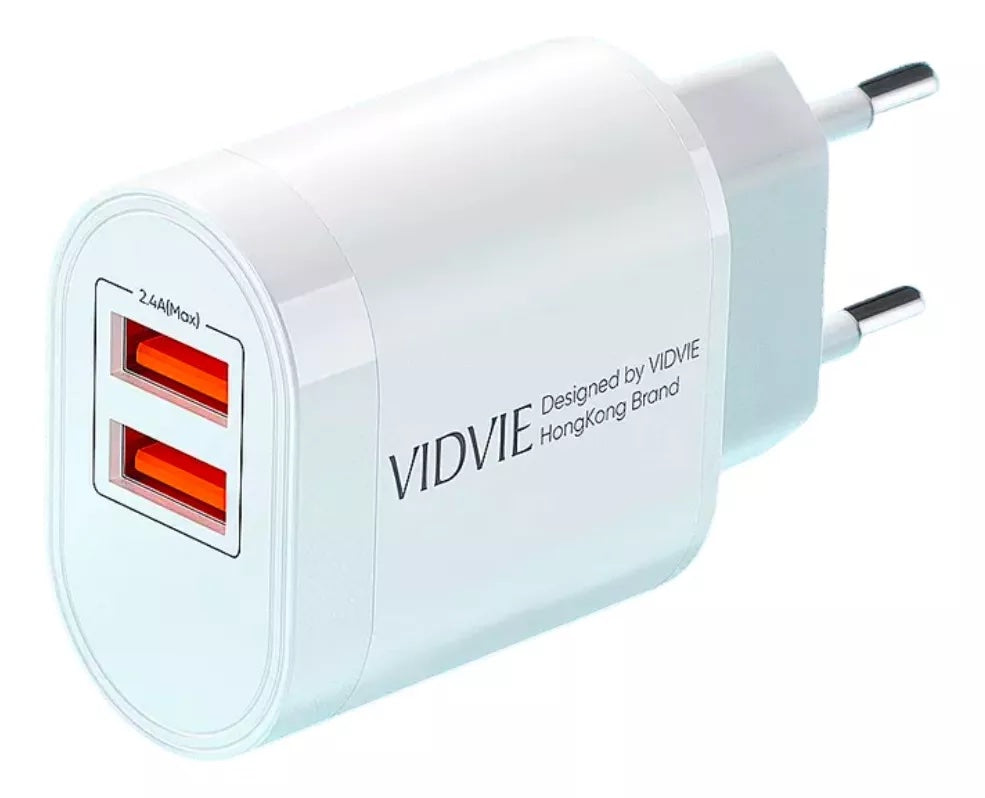 Cargador VIDVIE dual USB carga rápida 2.4A