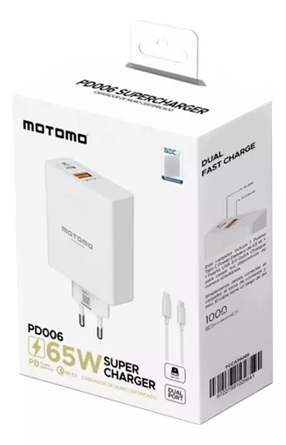 Cargador Motomo PD006 65W CABLE TIPO C